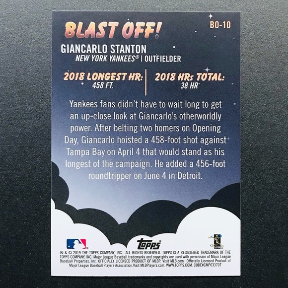 Giancarlo Stanton - 2019 Topps Big League Blast Off #BO-10 - Picture 2 of 2
